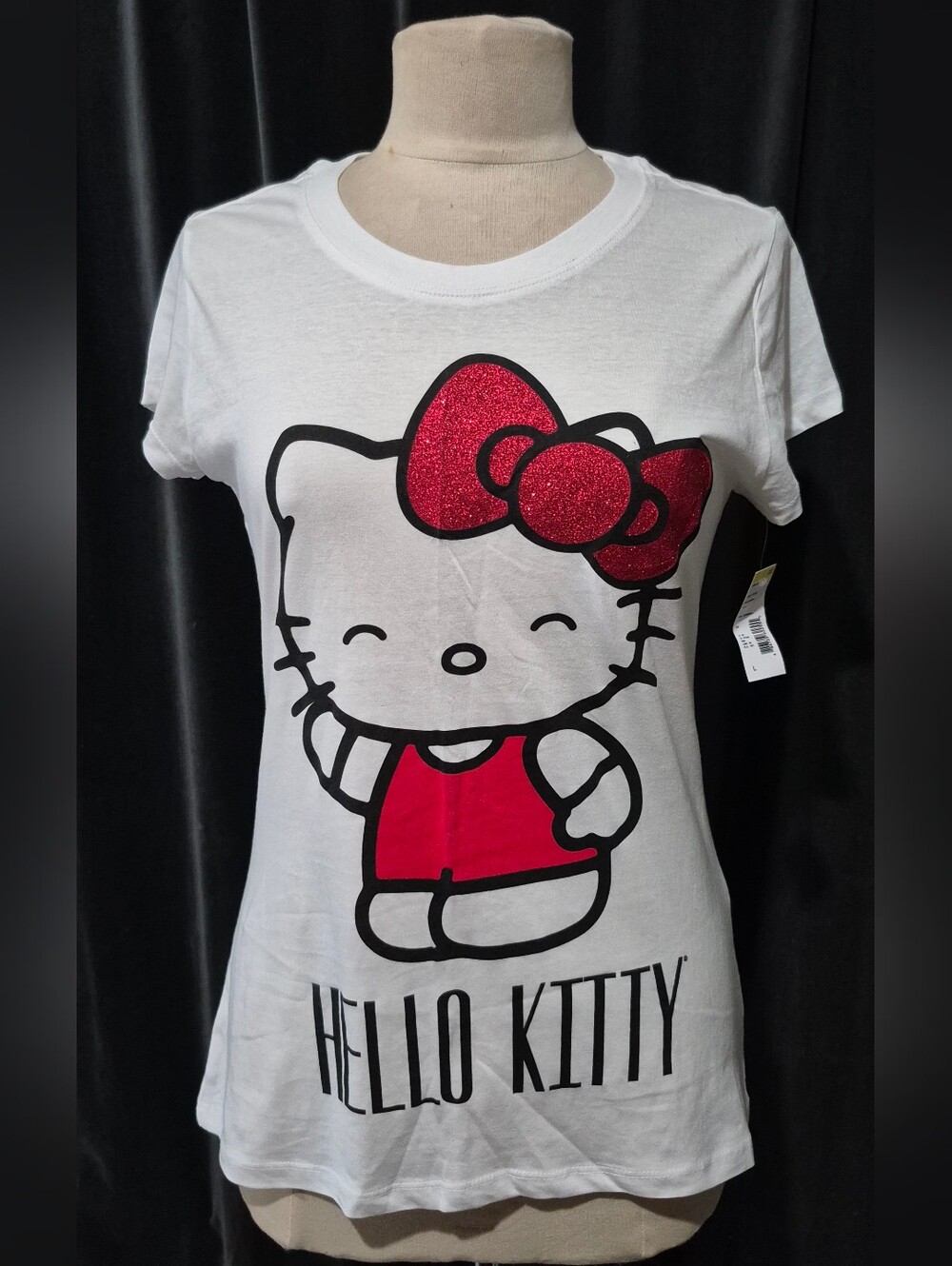 Mighty Fine White Hello Kitty Tee with Red Glitter Bow (Box C)